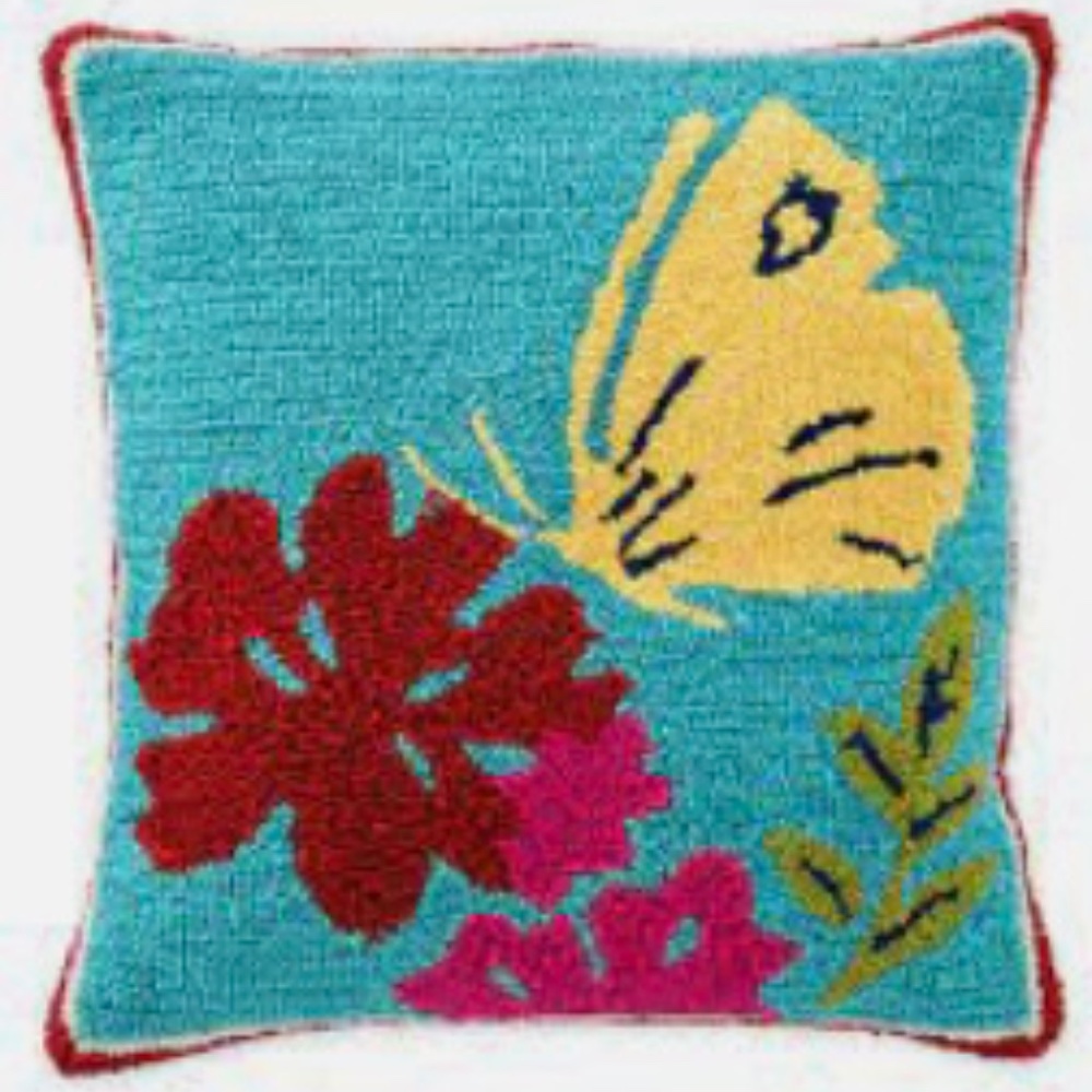 NWT Butterfly hooked pillow